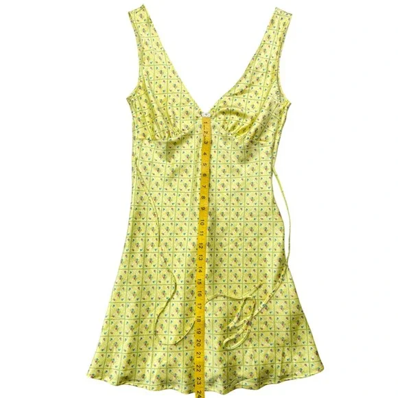 Frankies Bikinis Pink Floral Mini Dress Yellow Cottagecore S - Picture 7 of 9